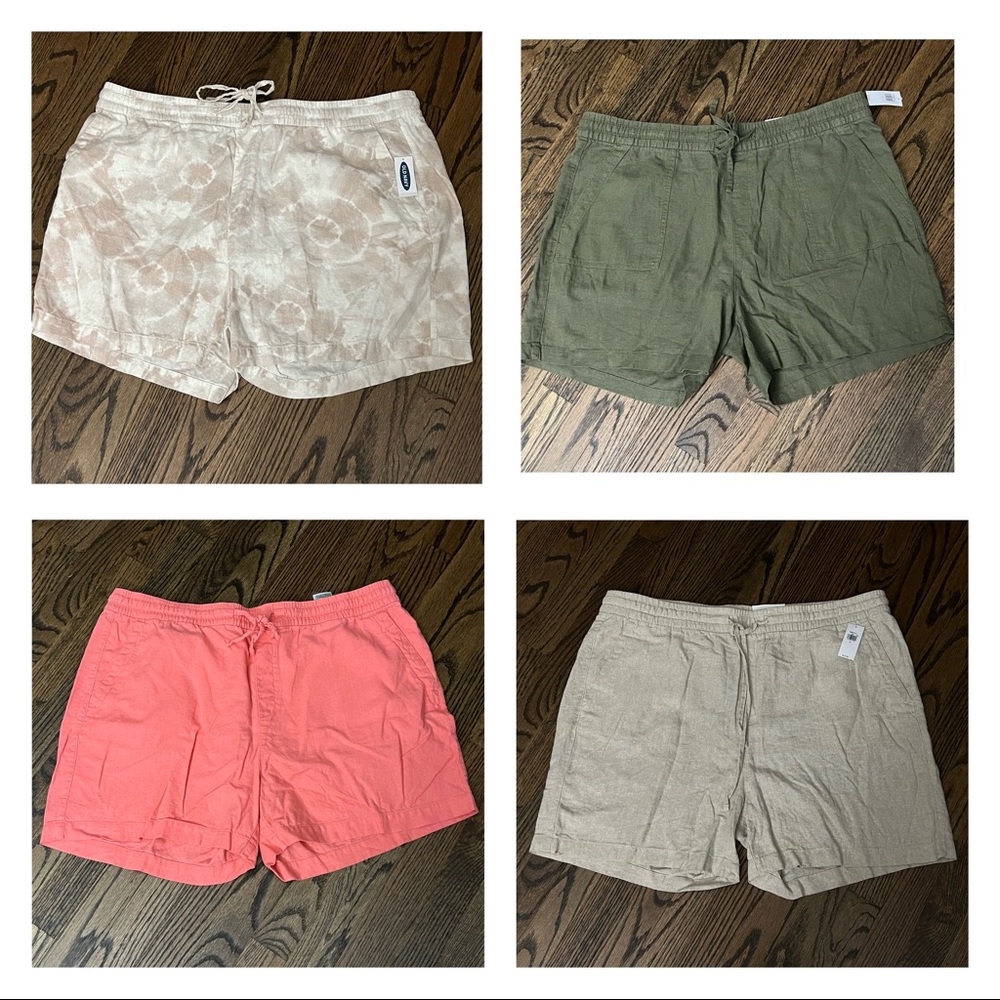 Bundle of 4 Old Navy Women’s Pull On Linen Blend Shorts Size XL